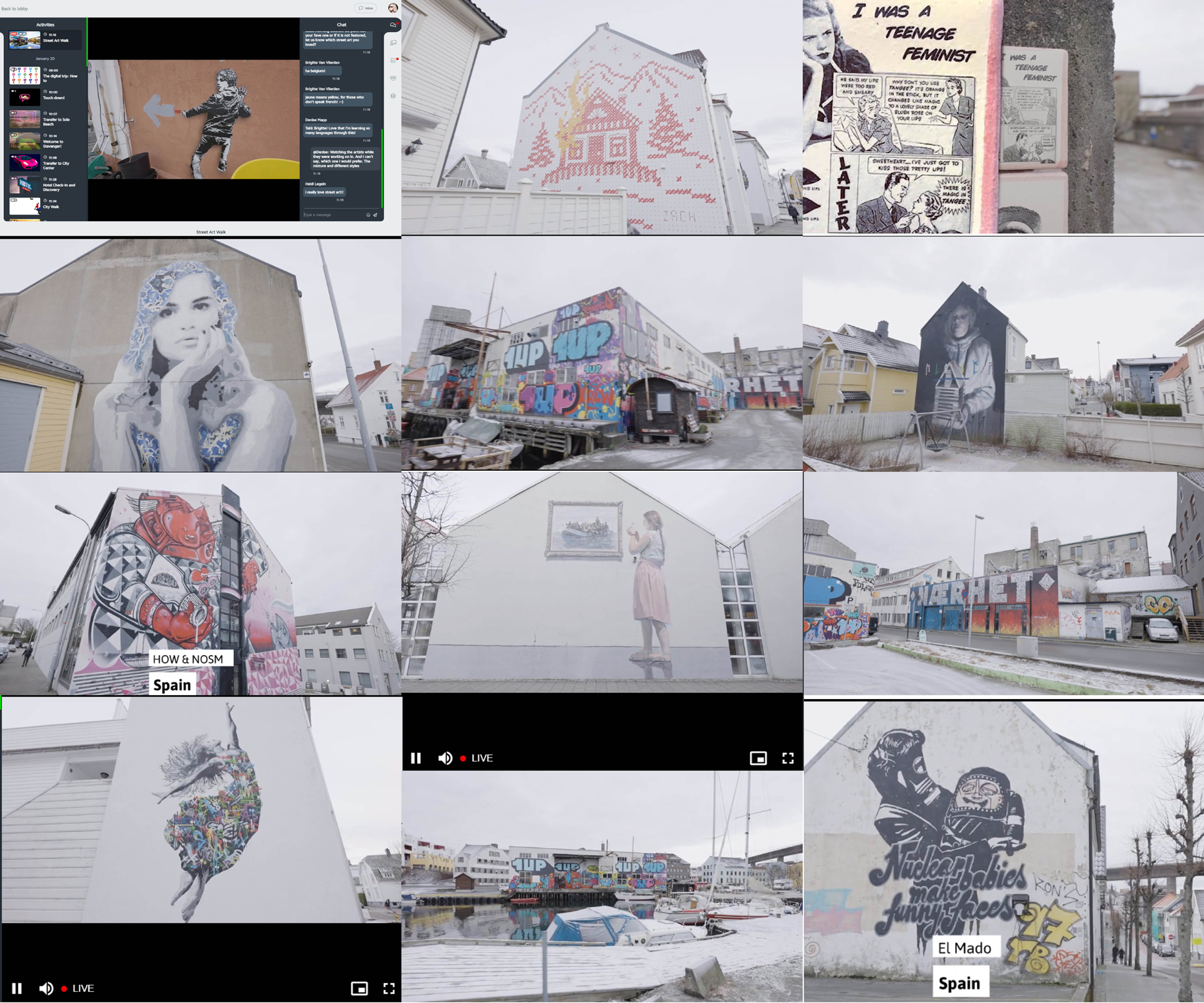 (Collage von Gudrun Gempp, Screenshots Fotowalk Stavanger Streetart)